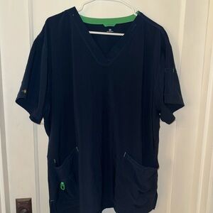 Carhartt women’s Dark Blue 3XL scrub top with Green Accents